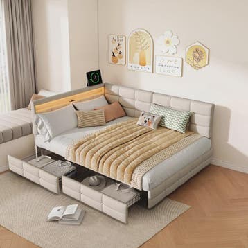 Multifunctioneel Sofa Bed met LED Verlichting, USB Opladen e, Verzenden, Nieuw