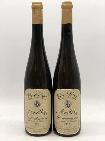 2 x 75cl Gewürztraminer Alsace Vendange Tardive Amberg 1996, Ophalen of Verzenden, Nieuw, Frankrijk, Witte wijn