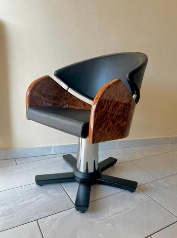 Fauteuil - Chroom, Synthetisch leder, Zijpanelen met een