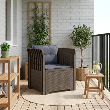 vidaXL Eénpersoons Fauteuil met Kussens Rattan Look PP, Verzenden, Nieuw