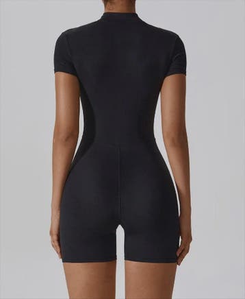 Dames Yoga Jumpsuit met Halve Rits en Opstaande Kraag - Kort, Verzenden, Nieuw