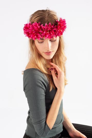KIMU® Bloemenkrans Haar Dahlia Roze Donkerroze Bloemen Haarb, Kleding | Dames, Carnavalskleding en Feestkleding, Ophalen of Verzenden