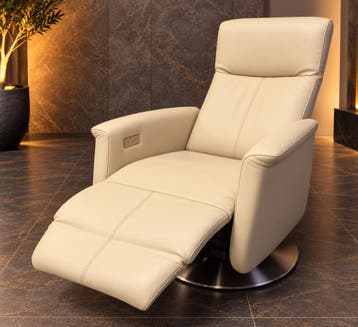 Prominent sta op stoel - relaxfauteuil Toscana wit leder, Minder dan 75 cm, Ophalen of Verzenden, Zo goed als nieuw, 50 tot 75 cm
