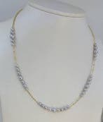 Halsketting - 18 karaat Geel goud - 4×6 mm Akoya parels, Sieraden, Tassen en Uiterlijk, Kettingen, Nieuw