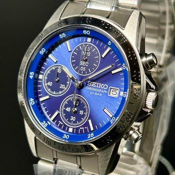 Seiko - Chronograph - Quartz - Blue Dial - Zonder
