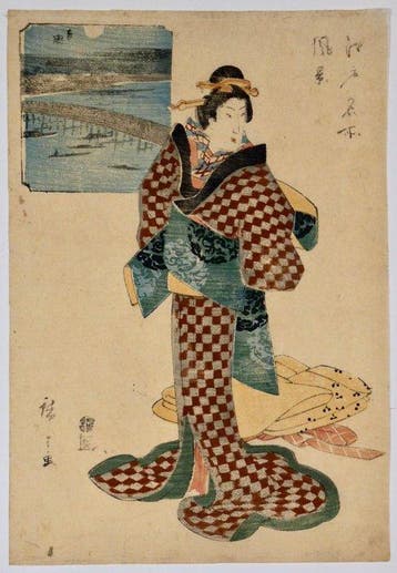 Twee prenten uit de serie Famous Views of Edo ; Utagawa, Antiek en Kunst