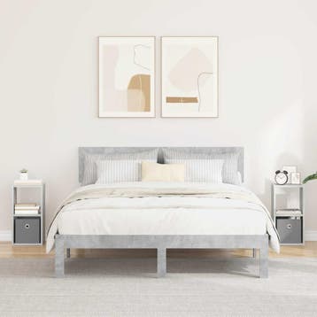 vidaXL Nachtkastje 2 pcs Beton Grijs 25,5 x 22 x 49,5 cm, Minder dan 45 cm, Verzenden, Nieuw, Minder dan 55 cm