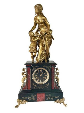 Figurale pendule - Marmer, Zinklegering, Brons - 1850-1900