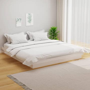 vidaXL Bedframe massief hout wit 160x200 cm, Huis en Inrichting, Verzenden, Wit, 200 cm, 160 cm