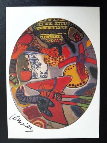 Gesigneerd; Corneille - Auto-portrait avec deux Oiseaux..., Antiek en Kunst