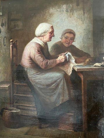 Johannes Helder (1842-1913) - The Sewing Lesson