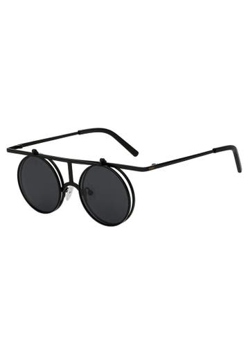KIMU® Ronde Zonnebril Steampunk Flip Up Zwart Montuur Rond Z, Ophalen of Verzenden, Nieuw, Zwart