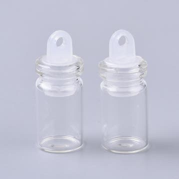 2 x Wensflesje, geluk flesje van glas met dopje 24,5 x 10..., Ophalen of Verzenden, Nieuw, Kraal