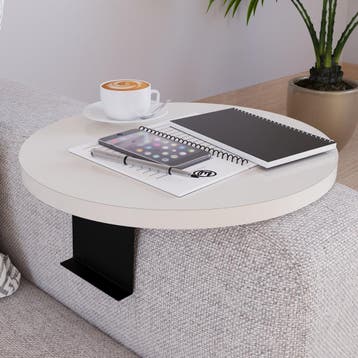 Dienblad armleuning Kuleskyd rond Ø34 cm creme [en.casa], Verzenden, Nieuw