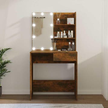 vidaXL Kaptafel met LED-verlichting 74,5x40x141 cm bruin, Huis en Inrichting, Verzenden, Nieuw