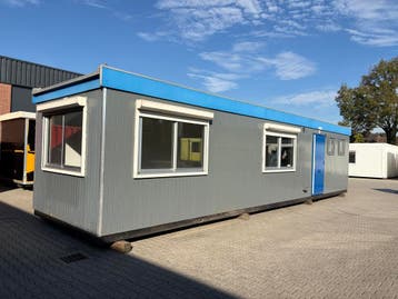 Kantoorunit 12x3 mtr met Wastrog RVS  en Toilet, Ophalen of Verzenden