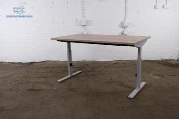 Handmatig verstelbaar bureau Robson eiken zilvergrijs frame, Overige typen, Gebruikt, Verzenden, Overige merken