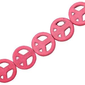 5x Keramiek turquoise kralen peace teken 12mm Hot pink, Ophalen of Verzenden, Nieuw, Kraal