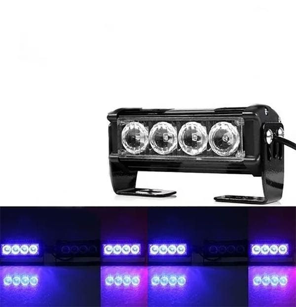Bumper flitser oplaadbaar - 4 LED - Blauw - 12V - Met, Auto diversen, Tuning en Styling, Ophalen of Verzenden