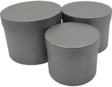 Bloemendoos Set van 3 rond Grijs flowerbox cadeau doos, Ophalen of Verzenden, Nieuw