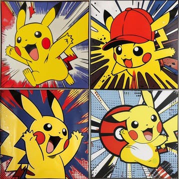 I_KONIQ - POP-KACHU (SET OF 4 CANVAS) in ROY LICHTENSTEIN, Nieuw