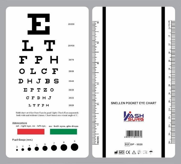Visuskaart Snellen Pocket Card, Diversen, Verpleegmiddelen, Nieuw, Verzenden