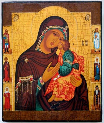 Icoon - Russische orthodoxe icoon Onze-Lieve-Vrouw Eleusa