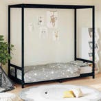vidaXL Kinderbedframe 80x200 cm massief grenenhout zwart, Kinderen en Baby's, Kinderkamer | Bedden, Verzenden, Nieuw