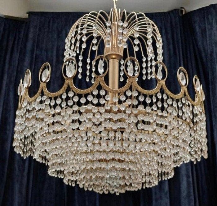 Kroonluchter - Messing, Kristal, Antiek en Kunst, Curiosa en Brocante