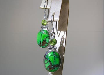 Turquoise Oorbellen - Hoogte: 42 mm - Breedte: 13 mm- 8.26 g