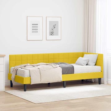 vidaXL Hoekbedframe met Matras met hoofdeinde 2 st Geel, Verzenden, Nieuw, Stof