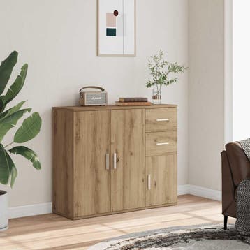 vidaXL Dressoir Artisan Eikenhout 91x29,5x75 cm Bewerkt Hout, Verzenden, Nieuw, Overige houtsoorten