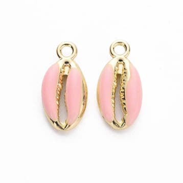 2 x Kauri Schelp hangers light gold 17 x 8,5 x 3,5mm oogj..., Ophalen of Verzenden, Nieuw, Bedel