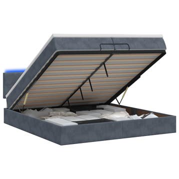 vidaXL Ottoman Bed met Matrassen en LED Donkergrijs 200 x, Verzenden, Nieuw, Grijs, Stof