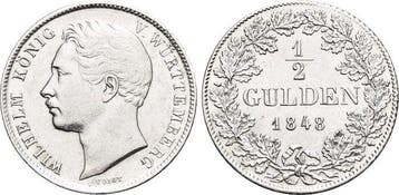 1/2 Gulden 1848 Wuerttemberg Wilhelm I 1816-1864, Verzenden