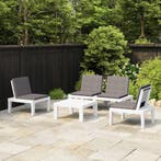 vidaXL 4-delige Loungeset met kussens kunststof wit, Tuin en Terras, 4 zitplaatsen, Verzenden, Textileen, Nieuw