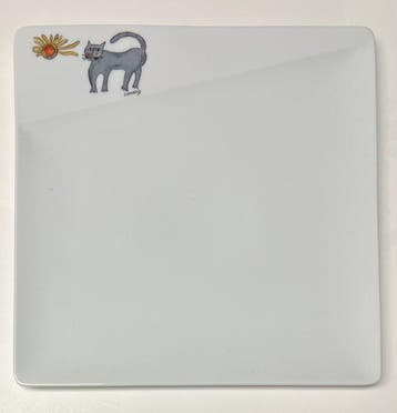 Corneille (1922-2010) - sculptuur, Plat Le chat et le soleil