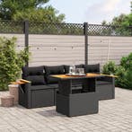 vidaXL 5-delige Loungeset met kussens poly rattan zwart, Verzenden, Nieuw, Loungeset