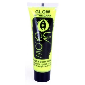 Glow in the dark schmink voor gezicht en lichaam geel - Sc.., Hobby en Vrije tijd, Ophalen of Verzenden, Nieuw