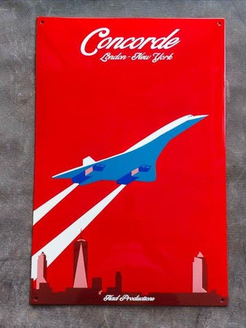 Concorde - enamel sign Concorde London New York Emailschild, Antiek en Kunst