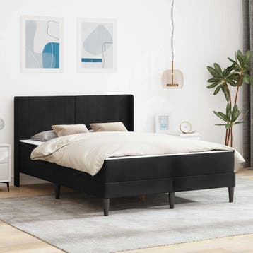 vidaXL Bedframe met matras Zwart 140 x 200 cm fluweel, Huis en Inrichting, Verzenden, Zwart, Stof, Nieuw