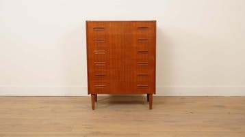 Vintage Deense ladekast | Teak | 6 lades | 101 cm, Ophalen of Verzenden, Nieuw