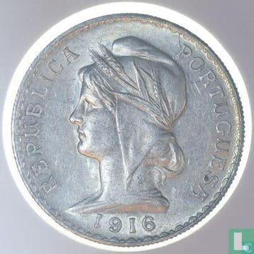 Portugal 1 escudo 1916, Verzenden, Overige landen, Losse munt, Goud