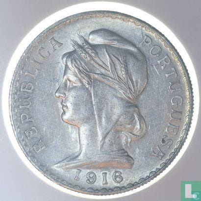 Portugal 1 escudo 1916, Postzegels en Munten, Munten | Europa | Niet-Euromunten, Losse munt, Goud, Zilver, Overige landen, Verzenden