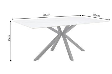 Eettafel GALAXIE 180cm met sterrenframe keramiek wit - 46898, Huis en Inrichting, Ophalen of Verzenden, Nieuw