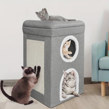 2-Laags Kattenhuis met Krabpaal en Hangend Speeltje - Comfor, Dieren en Toebehoren, Katten-accessoires, Verzenden, Nieuw