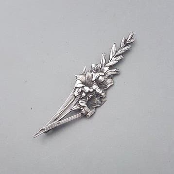 Zilver, Grote Art Deco, lelies - Broche - B & V. Steenwijk,