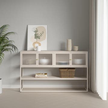 Sideboard Säkylä 150x38x90 cm camel [en.casa], Verzenden, Nieuw