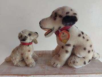Steiff - Pluche dier 2 x STEIFF Dalmatier hond, Dally,