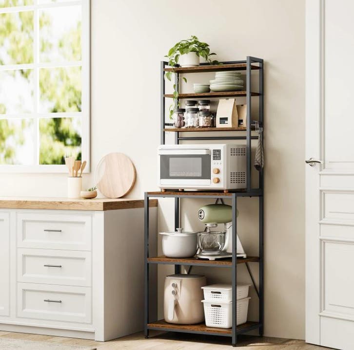 Stellingkast met 6 Planken – Rustiek Bruin/Licht Eiken Hout, Huis en Inrichting, Kasten | Stellingkasten, Nieuw, Verzenden